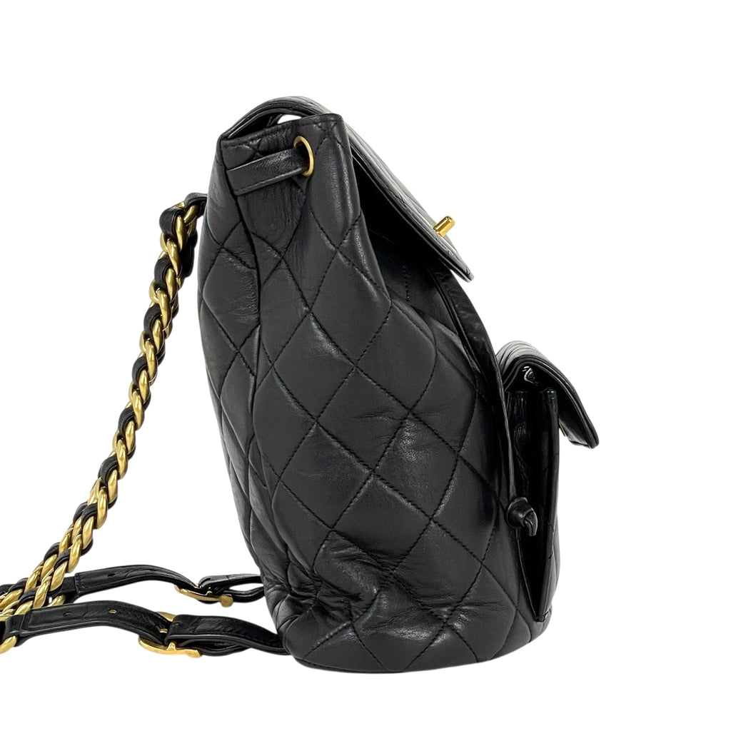 シャネル ココマーク チェーン リュックサック マトラッセ バックパック デイパック リュック レザー ブラック レディース 【中古】brbag