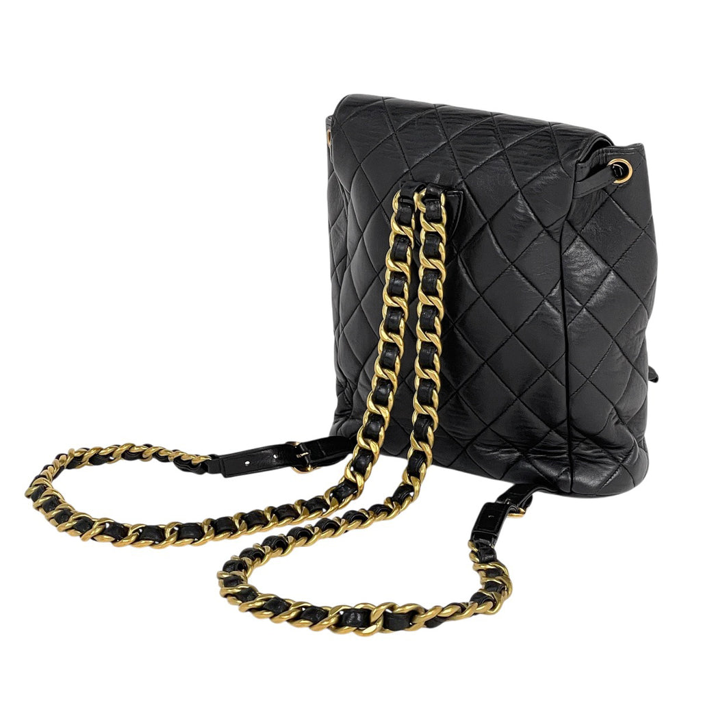 シャネル ココマーク チェーン リュックサック マトラッセ バックパック デイパック リュック レザー ブラック レディース 【中古】brbag