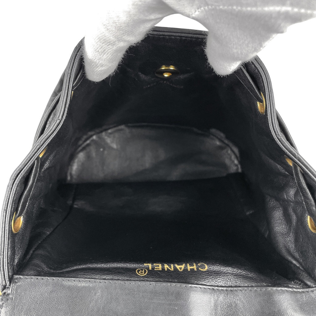 シャネル ココマーク チェーン リュックサック マトラッセ バックパック デイパック リュック レザー ブラック レディース 【中古】brbag