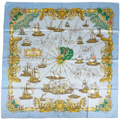 エルメス カレ 90 VOILES DE LUMIERE 光の帆船 スカーフ シルク ライトブルー マルチカラー レディース 【中古】 
 ラッピング可