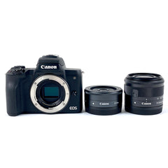 キヤノン Canon EOS Kiss M ダブルレンズキット ブラック デジタル ミラーレス 一眼カメラ 【中古】