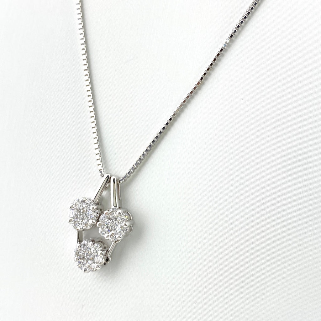 メレダイヤ デザインネックレス WG ホワイトゴールド ペンダント ネックレス K18 WG ダイヤモンド レディース 【中古】nbjwl