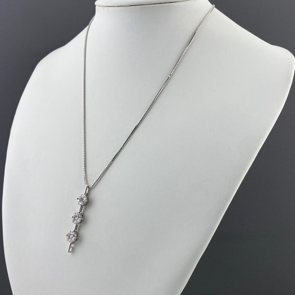 メレダイヤ デザインネックレス WG ホワイトゴールド ペンダント ネックレス K18 WG ダイヤモンド レディース 【中古】nbjwl