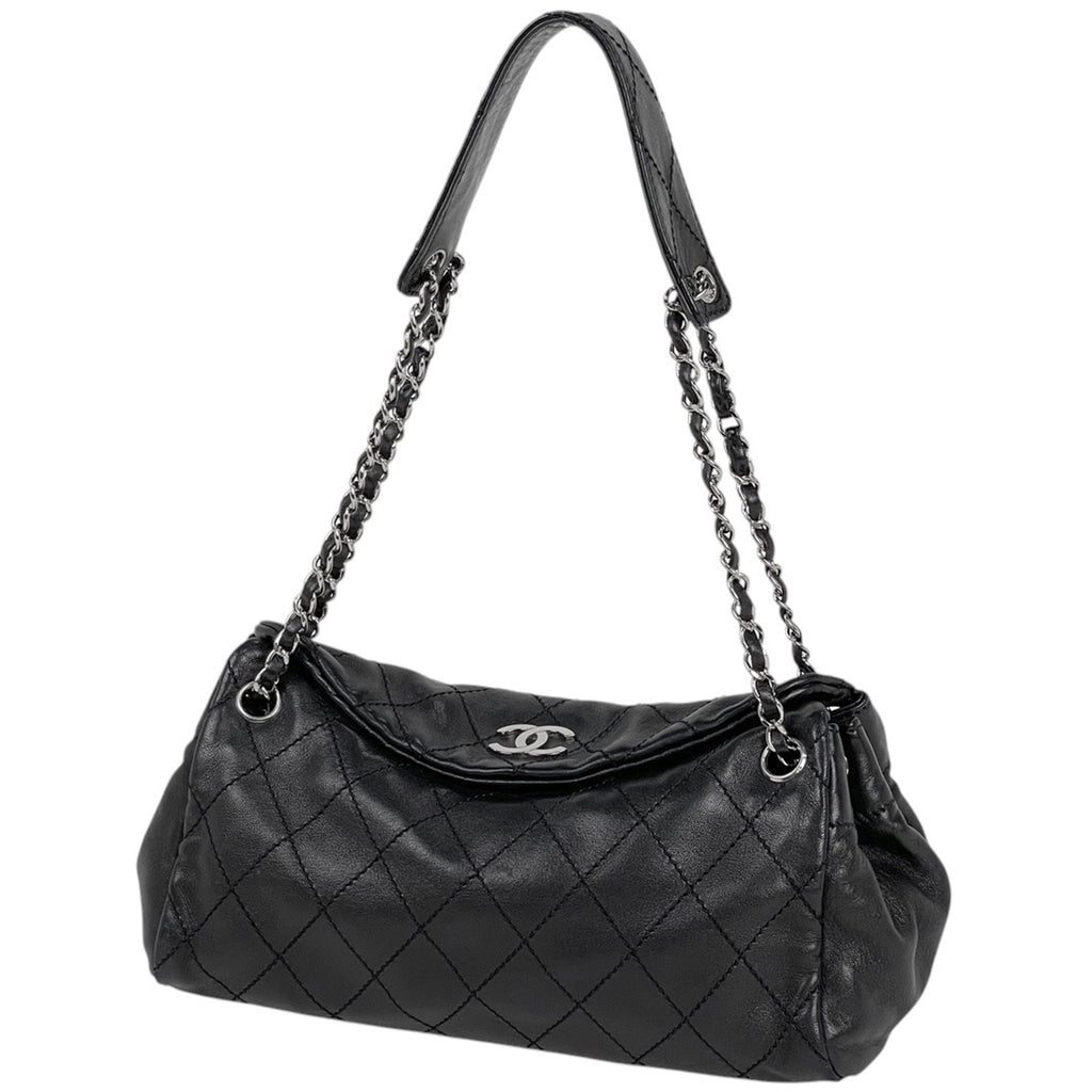 シャネル ココマーク チェーン ショルダーバッグ マトラッセ レザー ブラック レディース 【中古】 brbag