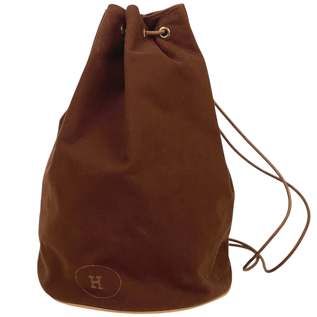 エルメス ポロション ミミル GM 巾着型 Hロゴ リュック リュック キャンバス ブラウン レディース 【中古】 brbag