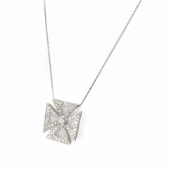 メレダイヤ デザインネックレス WG ホワイトゴールド ペンダント ネックレス K18 WG ダイヤモンド レディース 【中古】nbjwl