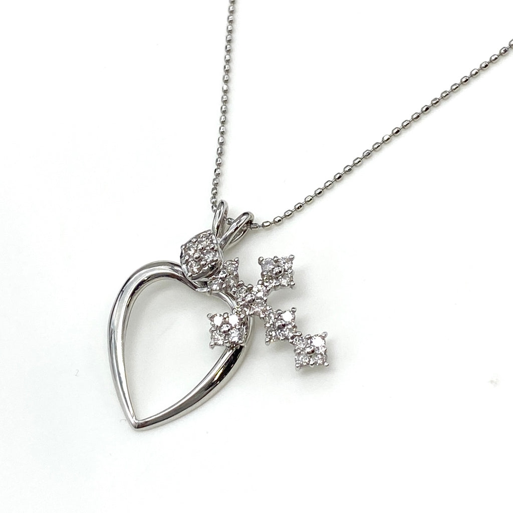 メレダイヤ デザインネックレス WG ホワイトゴールド ペンダント ネックレス K18 WG ダイヤモンド レディース 【中古】nbjwl