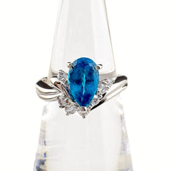 GIA パライバトルマリン リング プラチナ 指輪 メレダイヤ リング 9.5号 Pt900 ダイヤモンド レディース 【中古】nbjwl