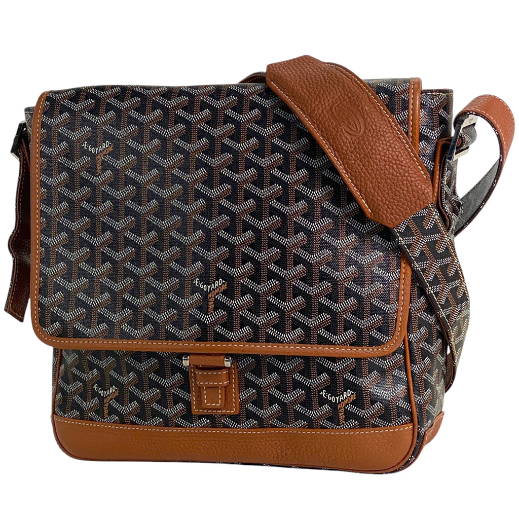 ゴヤール グランブルー MM 斜め掛け ショルダーバッグ コーティングキャンバス ブラウン ブラック レディース 【中古】brbag