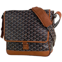 ゴヤール グランブルー MM 斜め掛け ショルダーバッグ コーティングキャンバス ブラウン ブラック レディース 【中古】brbag