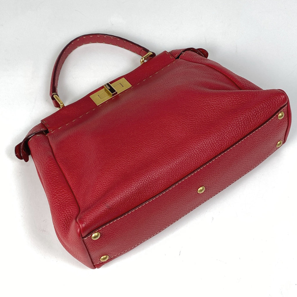 【最終値引き】 フェンディ ピーカブー ハンドバッグ セレリア 2WAY ショルダーバッグ ターンロック ハンドバッグ レザー レッド 8BN226 レディース 【中古】brbag