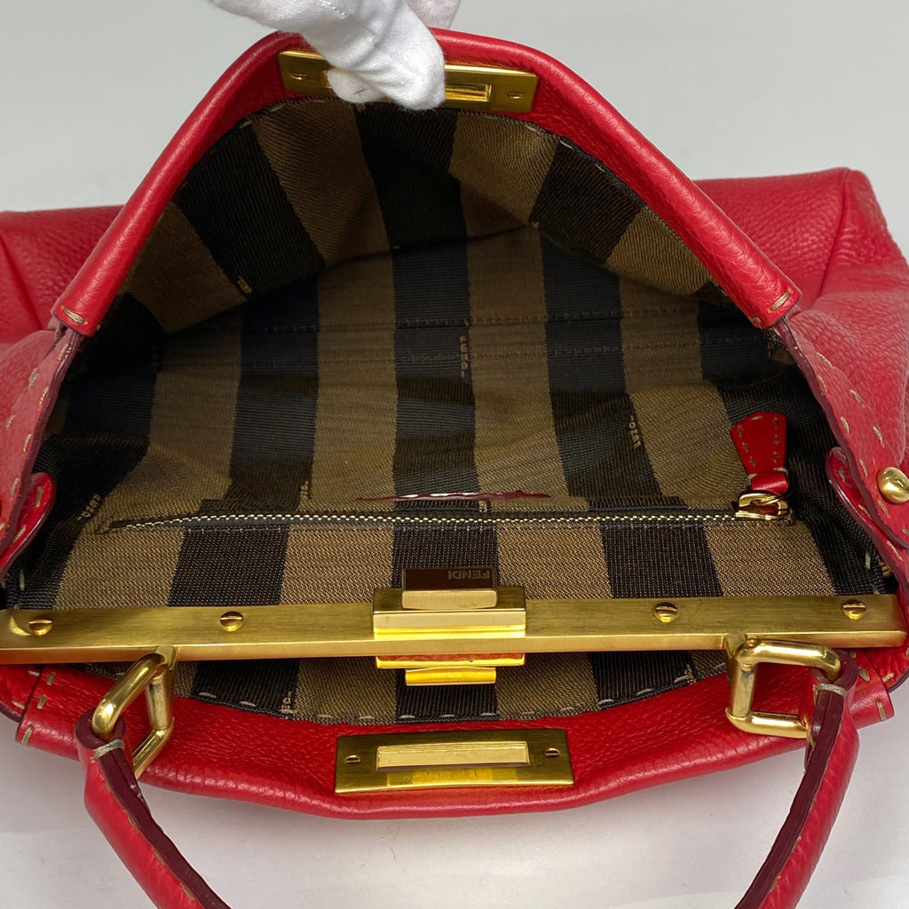 【最終値引き】 フェンディ ピーカブー ハンドバッグ セレリア 2WAY ショルダーバッグ ターンロック ハンドバッグ レザー レッド 8BN226 レディース 【中古】brbag