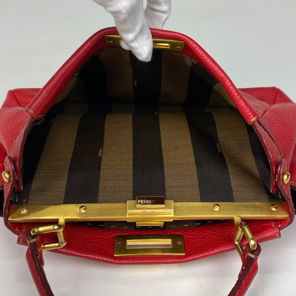 【最終値引き】 フェンディ ピーカブー ハンドバッグ セレリア 2WAY ショルダーバッグ ターンロック ハンドバッグ レザー レッド 8BN226 レディース 【中古】brbag