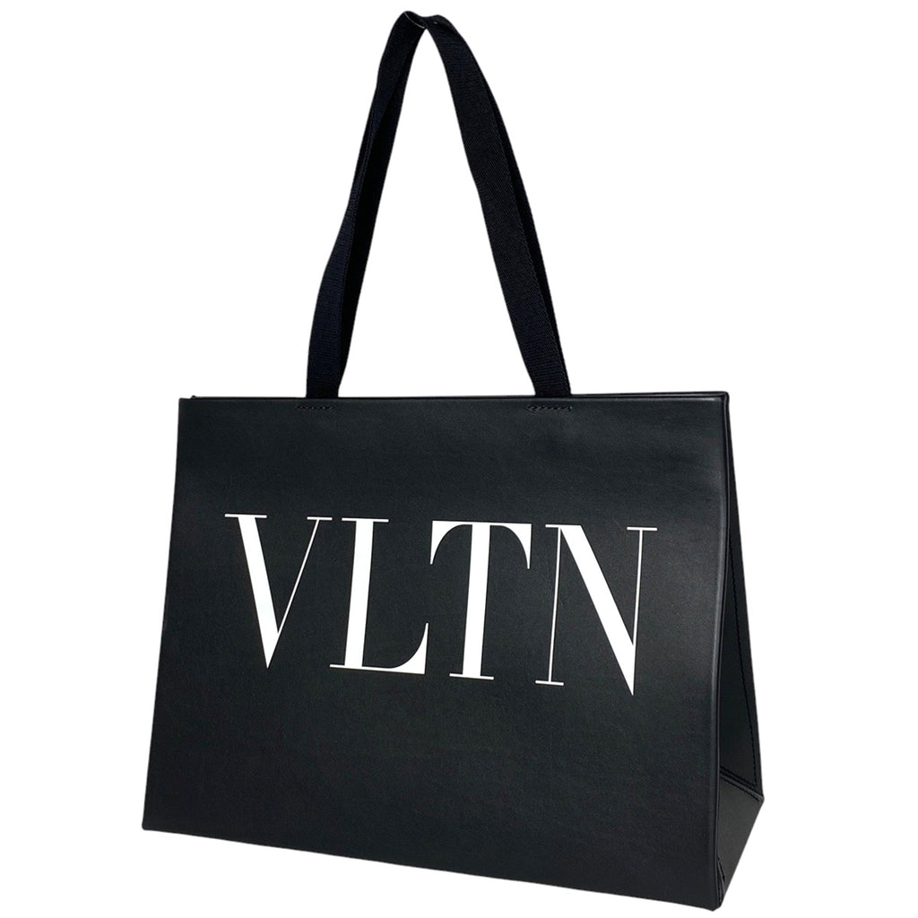 ヴァレンティノ・ガラヴァーニ ロゴ トートバッグ VLTN ショルダーバッグ マグネット開閉式 トートバッグ レザー ブラック レディース 【中古】brbag