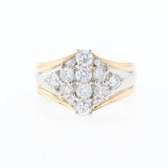 メレダイヤ デザインリング YG イエローゴールド プラチナ 指輪 リング 11.5号 K18 Pt900 ダイヤモンド レディース 【中古】nbjwl