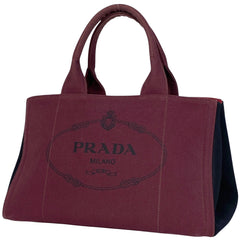 プラダ カナパ トート ハンドバッグ トートバッグ キャンバス ボルドー ネロ(ブラック) B18771 レディース 【中古】brbag