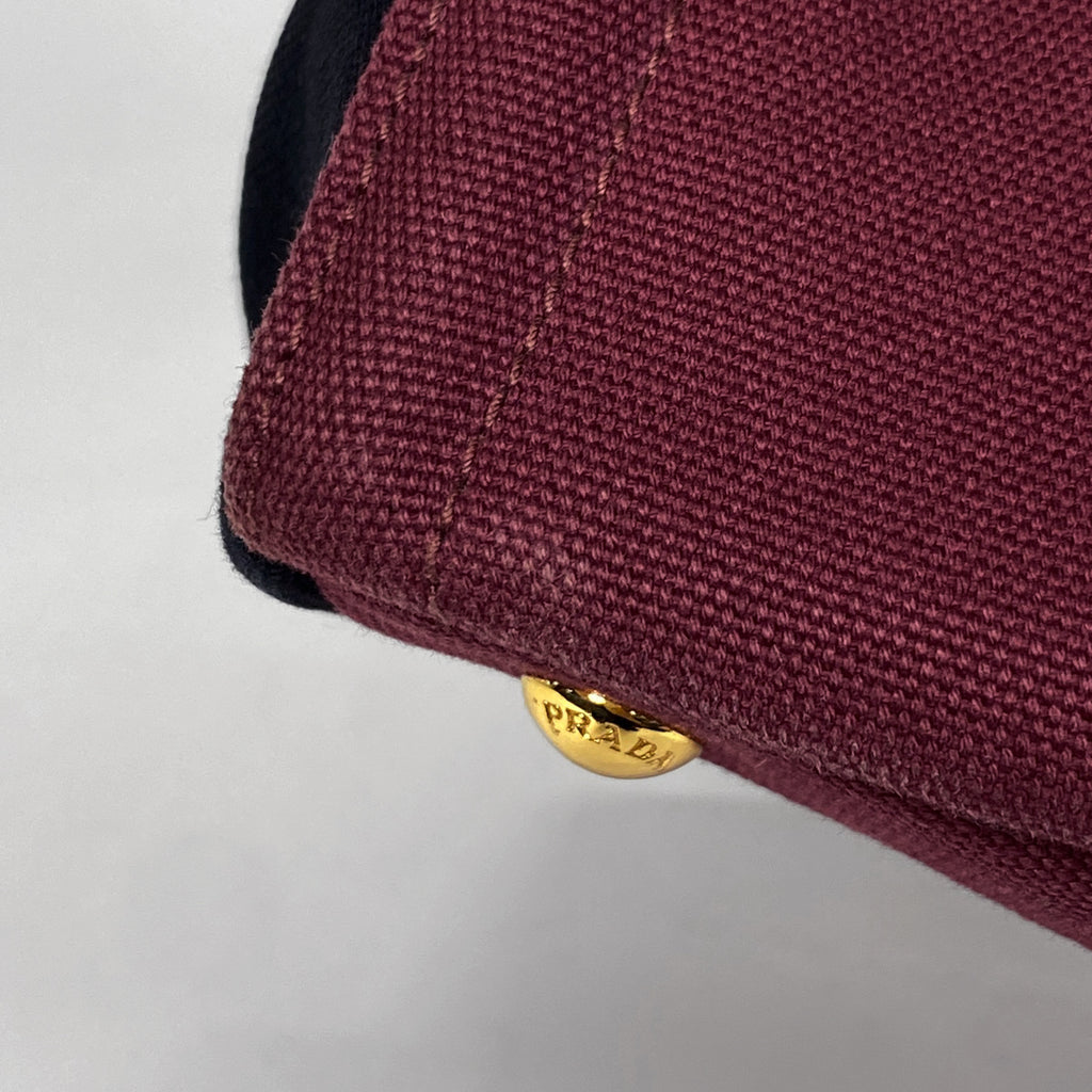 プラダ カナパ トート ハンドバッグ トートバッグ キャンバス ボルドー ネロ(ブラック) B18771 レディース 【中古】brbag