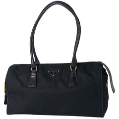 プラダ ロゴプレート ショルダーバッグ ハンドバッグ トートバッグ ナイロン ブラック レディース 【中古】brbag