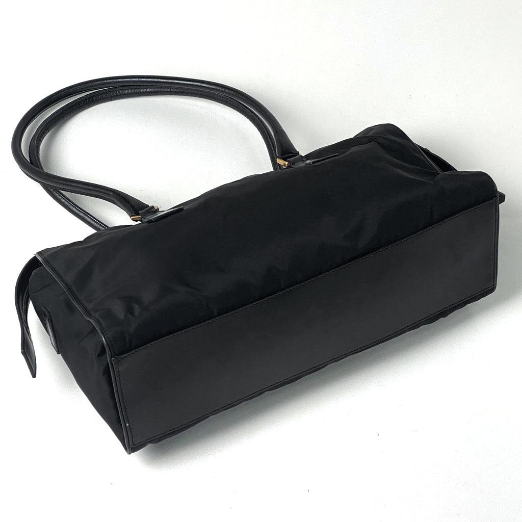 プラダ ロゴプレート ショルダーバッグ ハンドバッグ トートバッグ ナイロン ブラック レディース 【中古】brbag