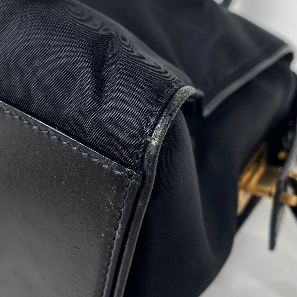 プラダ ロゴプレート ショルダーバッグ ハンドバッグ トートバッグ ナイロン ブラック レディース 【中古】brbag