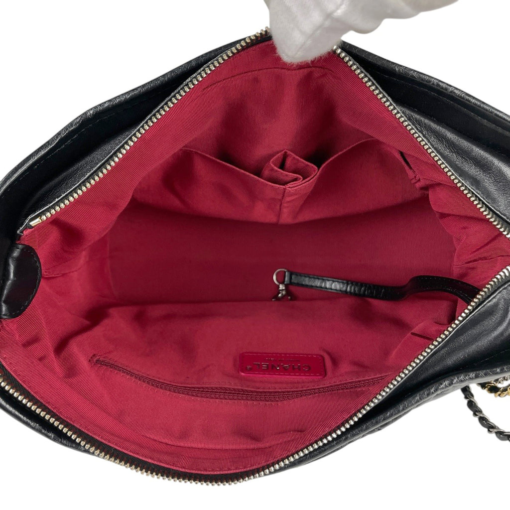 【在庫一掃】 シャネル ガブリエル ドゥ シャネル ラージ ホーボーバッグ チェーン マトラッセ ショルダーバッグ レザー ブラック レディース 【中古】brbag