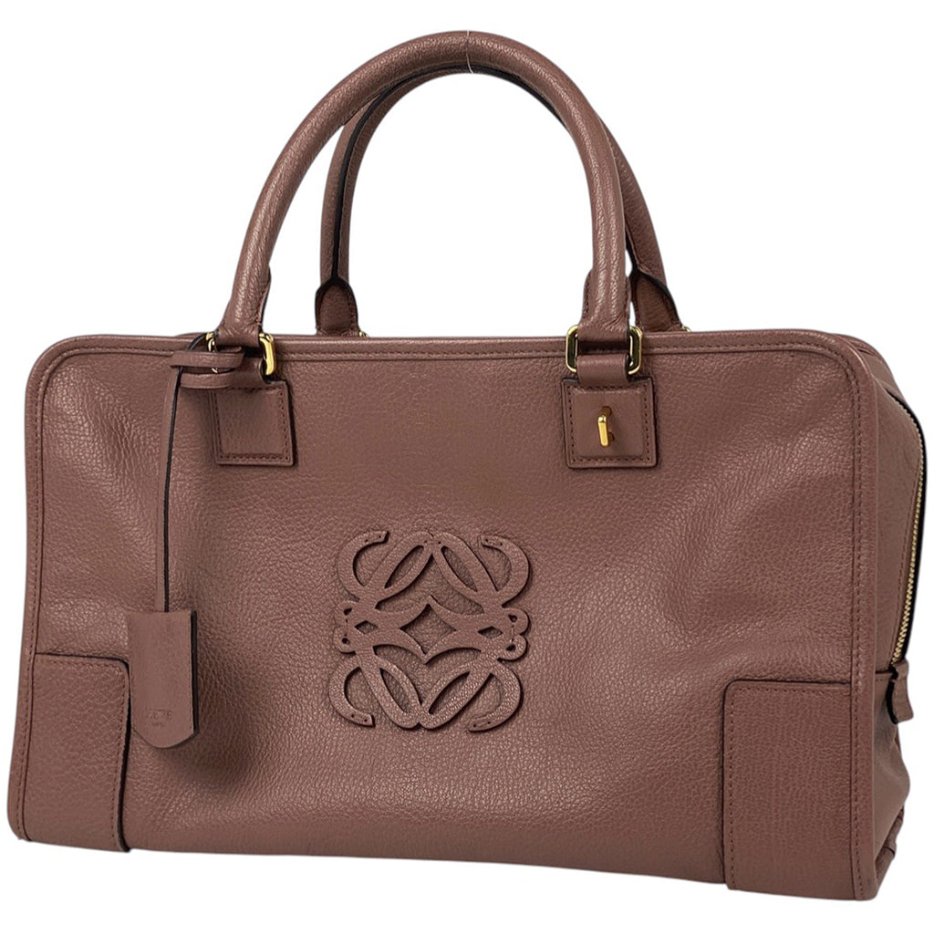 ロエベ アマソナ 36 アナグラム ハンドバッグ レザー ピンクブラウン レディース 【中古】brbag