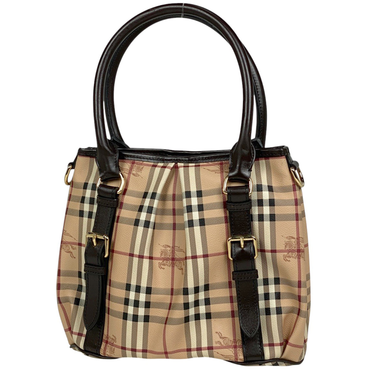 【極美品】バーバリー ハンドバッグ ブラック×ベージュ チェック柄 バーバリー BURBERRY ミニハンドバッグ チェック柄 ベージュ 黒