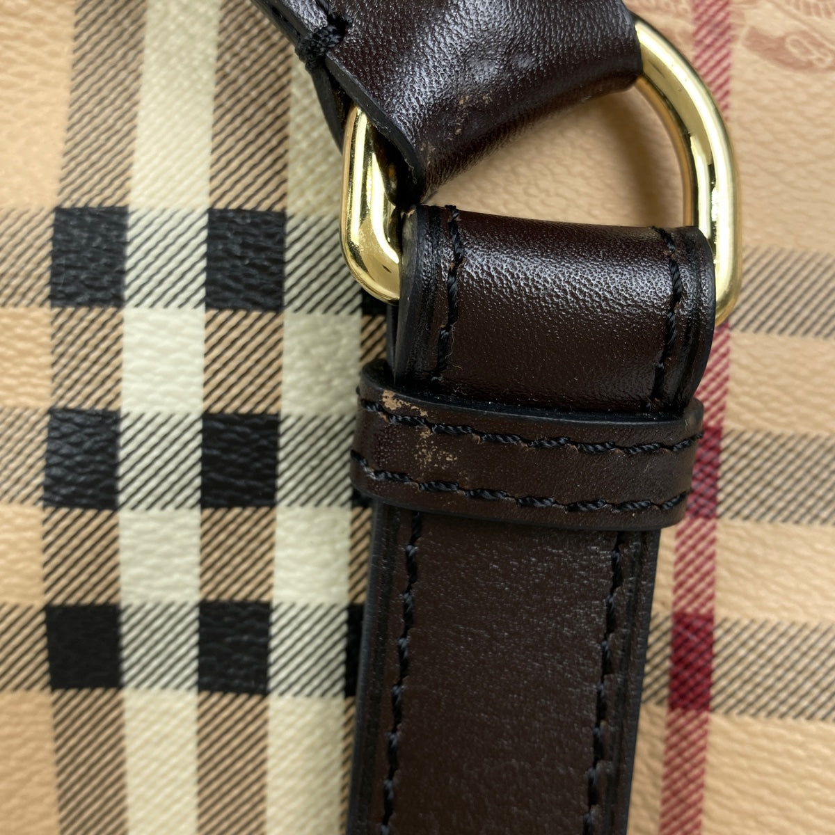 バーバリー ハンドバッグ キャンバス レザー チェック柄 ブラウン BURBERRY バーバリー トートバッグ チェック×ブラウン