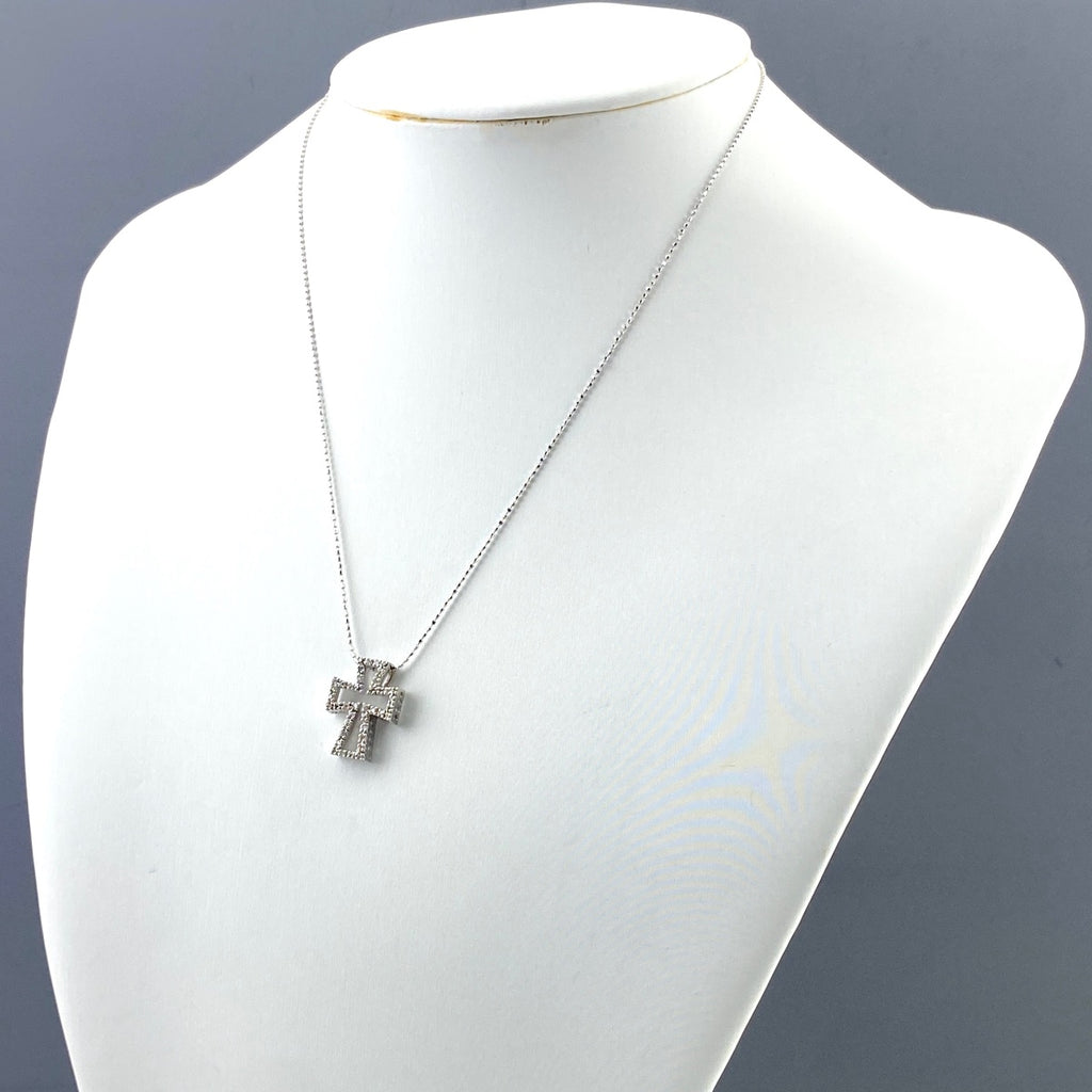 K18 WG クロス ダイヤモンド ネックレス 0.20CT レディース 中古 nbjwl