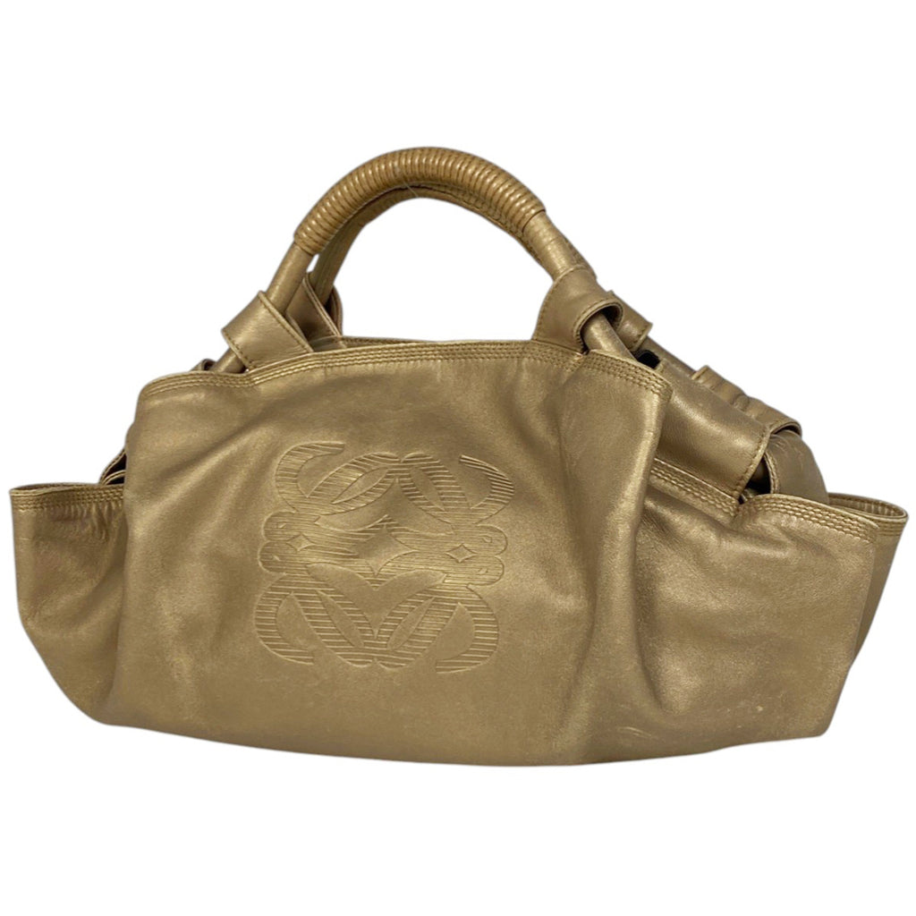 ロエベ ナッパアイレ アナグラム ハンドバッグ レザー ゴールド レディース 【中古】brbag