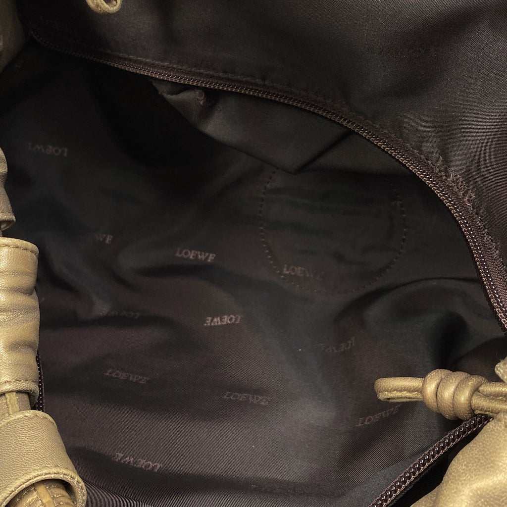 ロエベ ナッパアイレ アナグラム ハンドバッグ レザー ゴールド レディース 【中古】brbag