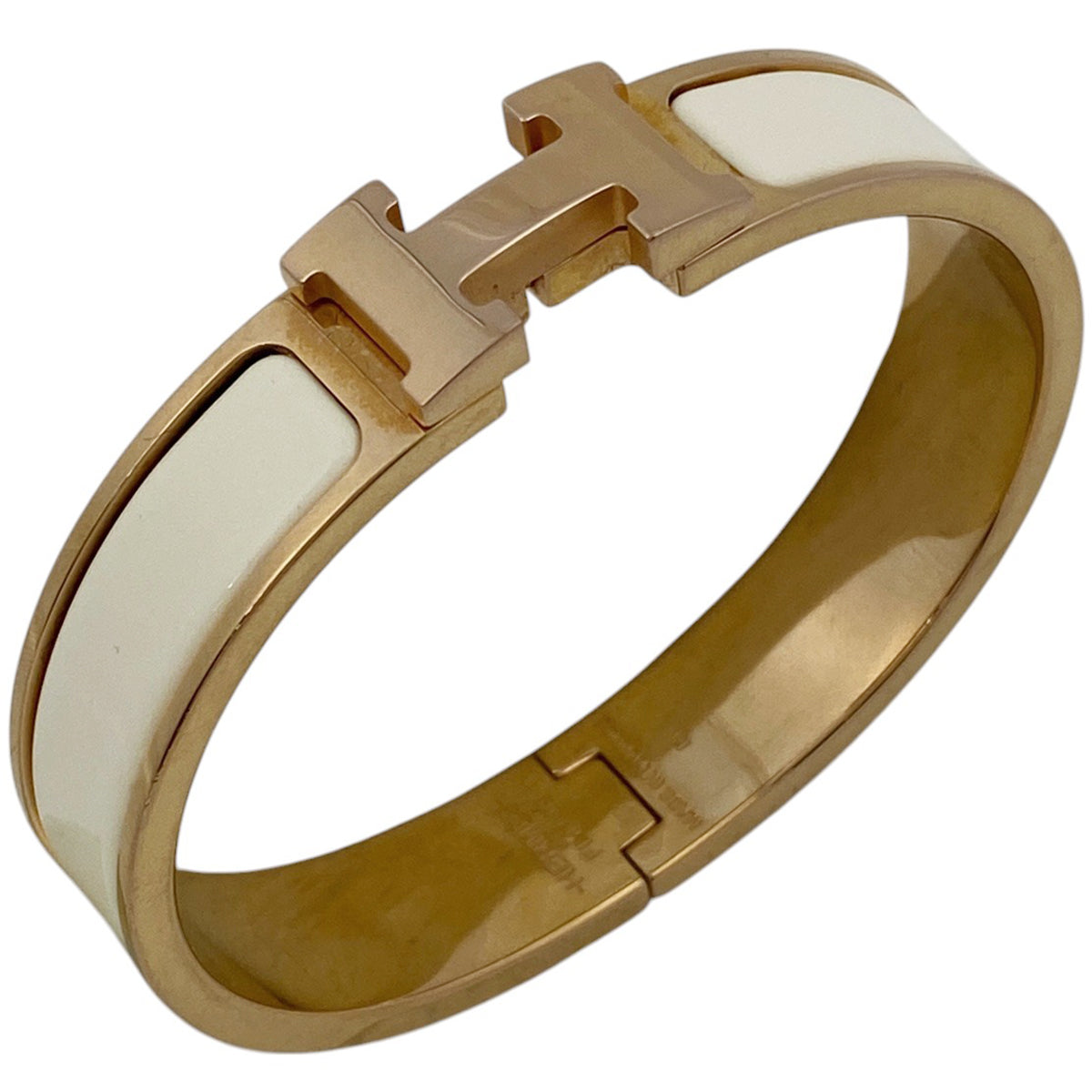 エルメスバングルクリックHホワイトピンクゴールドブレスレットPG