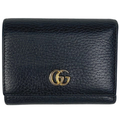 グッチ GGマーモント 三つ折り 財布 コンパクトウォレット 三つ折り財布 レザー ブラック 474746 レディース 【中古】 brbag