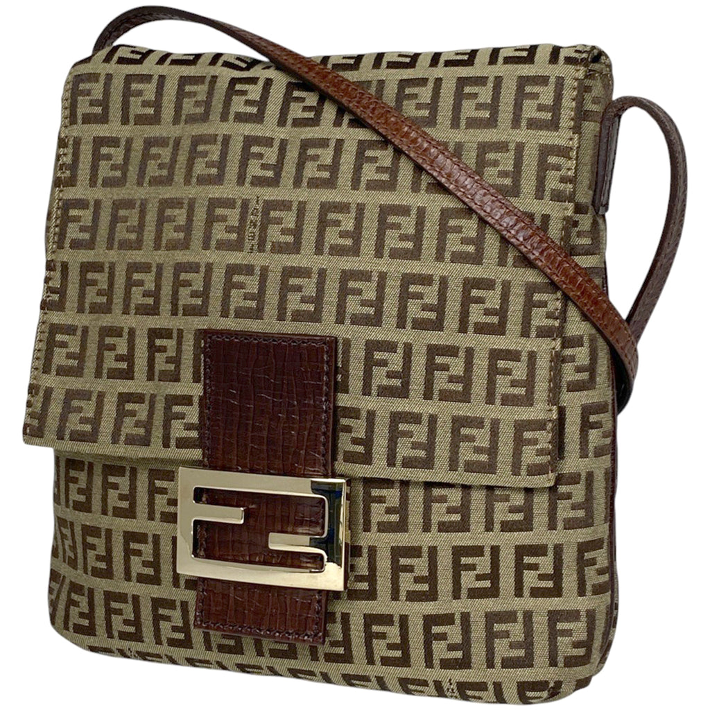 【最終値引き】 フェンディ ズッキーノ柄 ショルダーバッグ キャンバス ブラウン 8BT075 レディース 【中古】 brbag