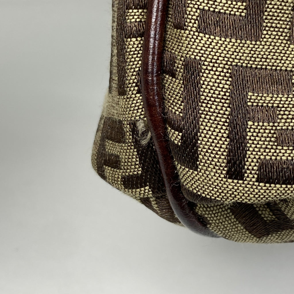【最終値引き】 フェンディ ズッキーノ柄 ショルダーバッグ キャンバス ブラウン 8BT075 レディース 【中古】 brbag