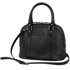 【在庫一掃】 グッチ マイクログッチ シマ ハンドバッグ 2WAY ショルダーバッグ シグネチャー ハンドバッグ レザー ブラック 449654 レディース 【中古】 brbag