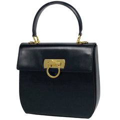 サルヴァトーレフェラガモ ガンチーニ ハンドバッグ ロゴ ハンドバッグ レザー ブラック 4192 レディース 【中古】brbag