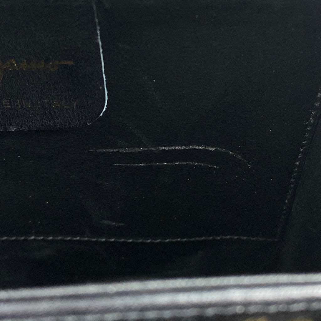 サルヴァトーレフェラガモ ガンチーニ ハンドバッグ ロゴ ハンドバッグ レザー ブラック 4192 レディース 【中古】brbag