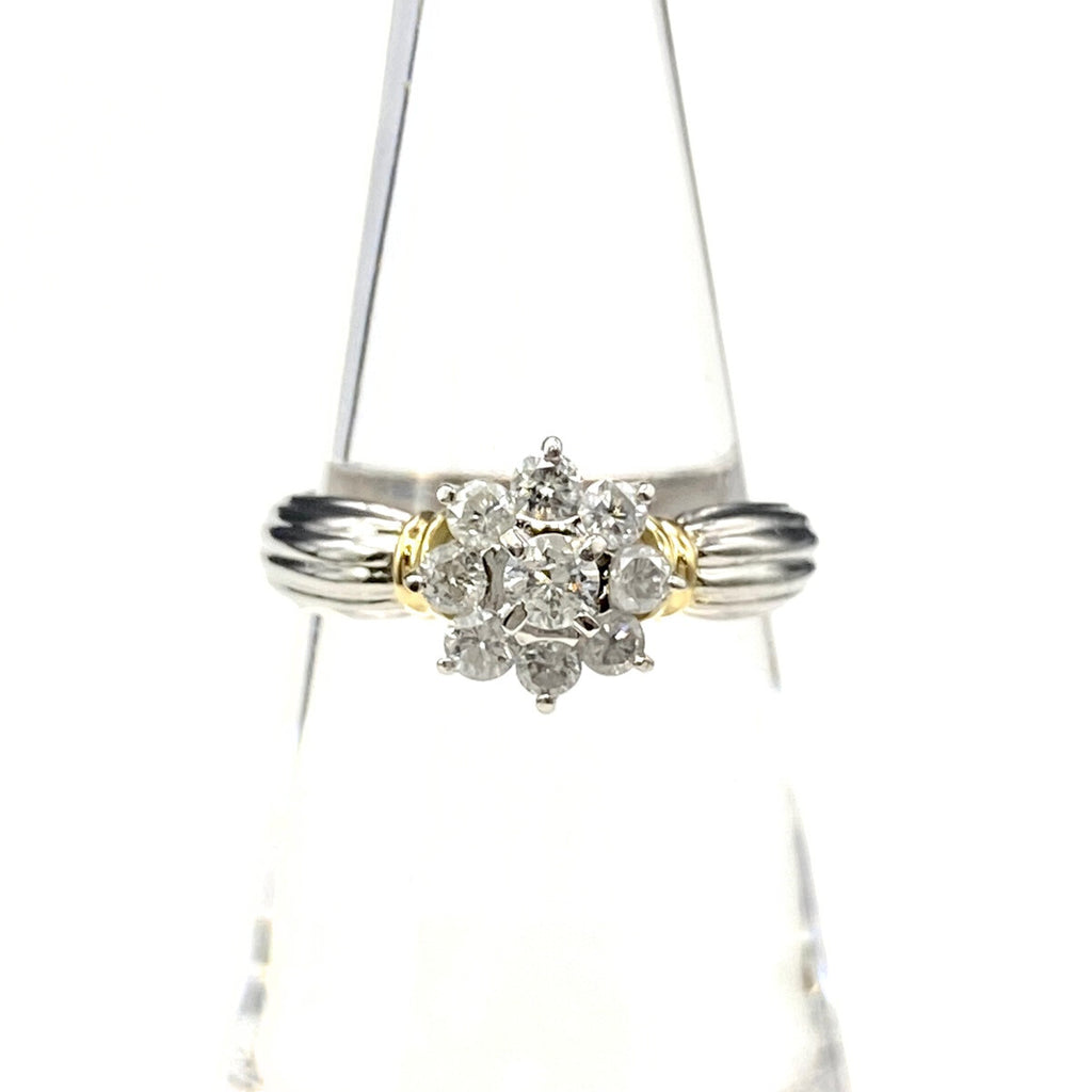 メレダイヤ デザインリング プラチナ YG イエローゴールド 指輪 リング 12.5号 Pt900 K18 ダイヤモンド レディース 【中古】nbjwl