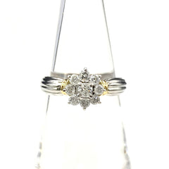 メレダイヤ デザインリング プラチナ YG イエローゴールド 指輪 リング 12.5号 Pt900 K18 ダイヤモンド レディース 【中古】nbjwl