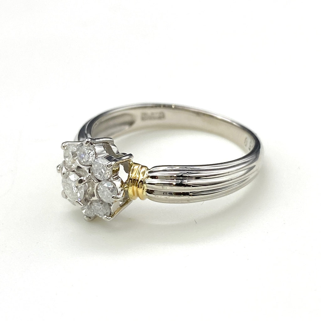 メレダイヤ デザインリング プラチナ YG イエローゴールド 指輪 リング 12.5号 Pt900 K18 ダイヤモンド レディース 【中古】nbjwl