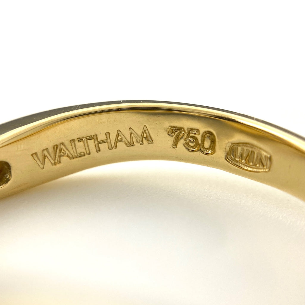 ウォルサム フラワーモチーフ デザインリング YG イエローゴールド 指輪 サファイア メレダイヤ リング 12号 750 サファイア ダイヤモンド レディース 【中古】brjwl