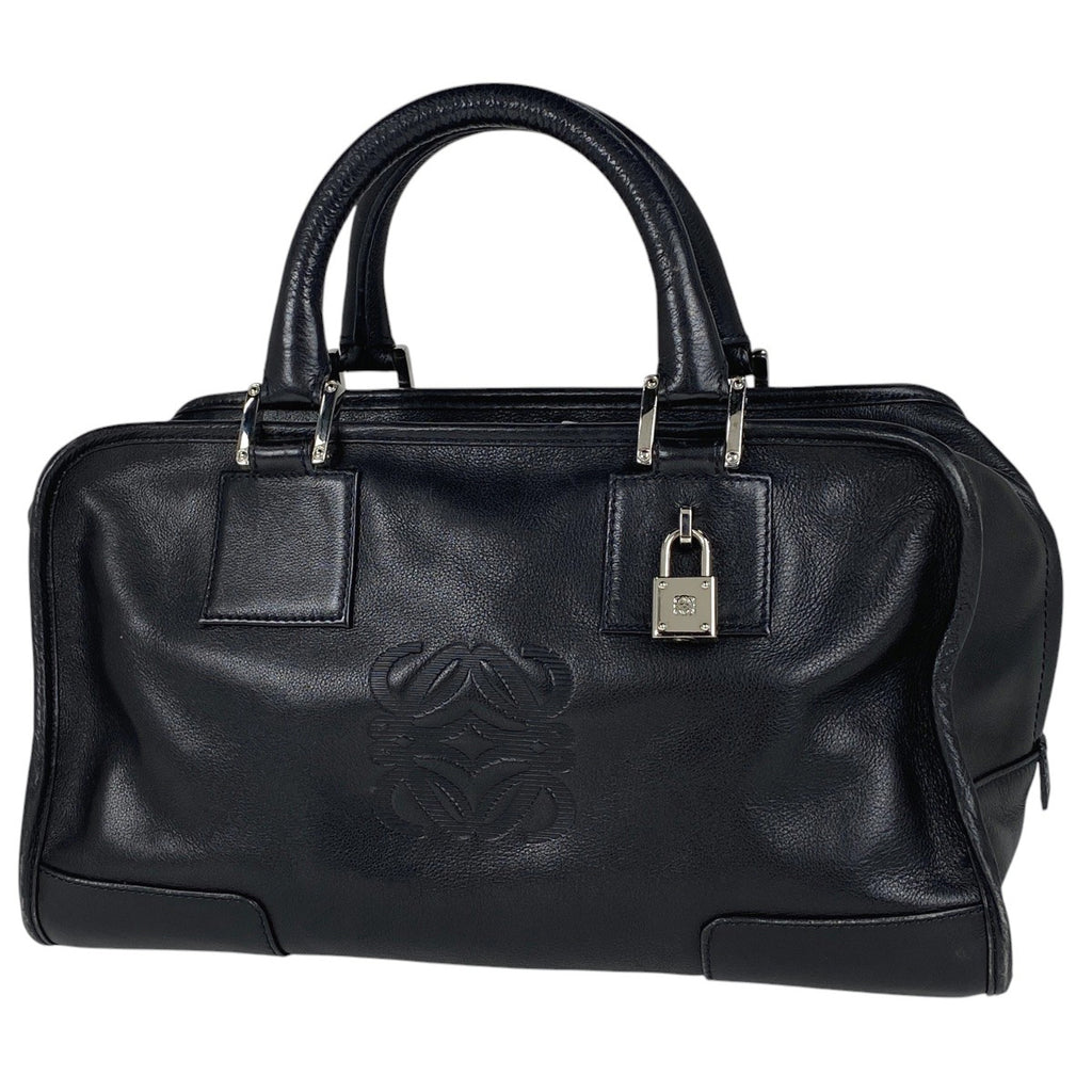ロエベ アマソナ 28 アナグラム トートバッグ レザー ブラック レディース 【中古】brbag