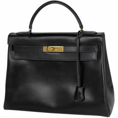 【在庫一掃】 エルメス ケリー 32 内縫い ハンドバッグ ボックスカーフ ブラック ○I レディース 【中古】 brbag