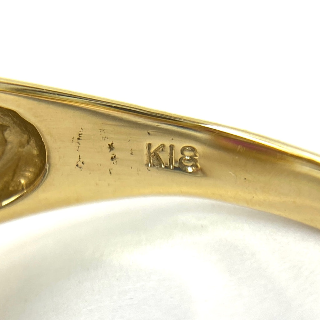 フラワーモチーフ デザインリング YG イエローゴールド 指輪 メレダイヤ 花 リング 11号 K18 ルビー ダイヤモンド レディース 【中古】 
 ラッピング可