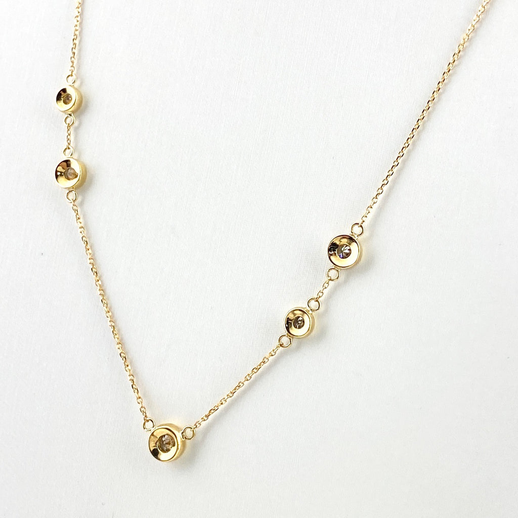 メレダイヤ デザインネックレス YG イエローゴールド ペンダント ネックレス K18 ダイヤモンド レディース 【中古】nbjwl