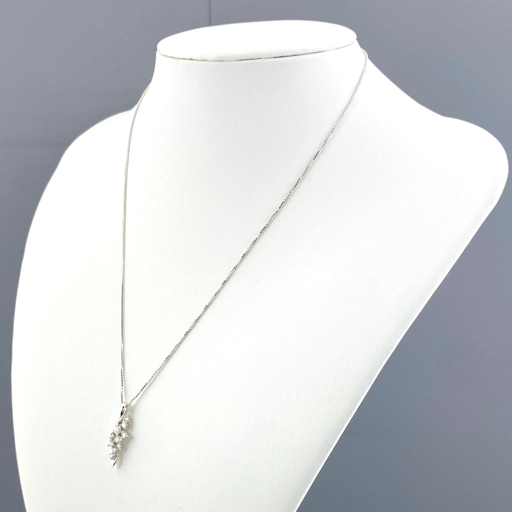 【最終値引き】 メレダイヤ デザインネックレス WG ホワイトゴールド ペンダント ネックレス K18 WG ダイヤモンド レディース 【中古】nbjwl
