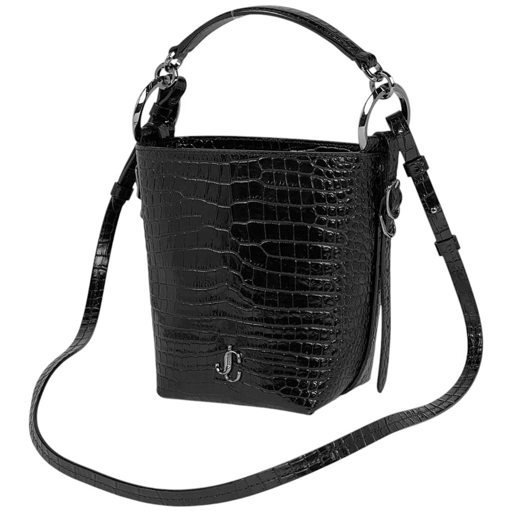 ジミーチュウ ロゴ ハンドバッグ 2WAY ショルダーバッグ バケット クロコダイル ハンドバッグ レザー ブラック レディース 【中古】brbag