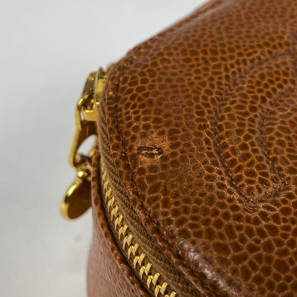 シャネル ココマーク ポーチ ジュエリーケース アクセサリーポーチ キャビアスキン ブラウン レディース 【中古】 brbag