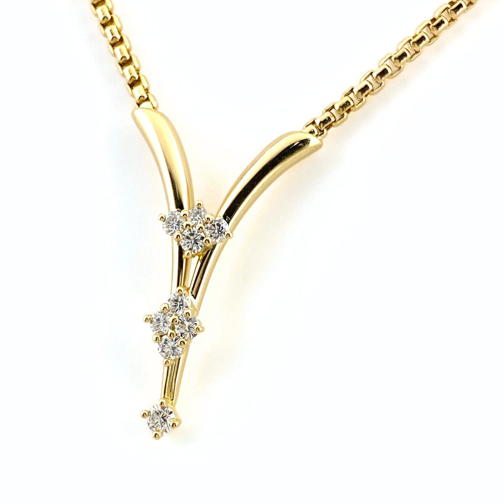 ジュネ メレダイヤ デザインネックレス YG イエローゴールド ペンダント ネックレス 750 YG ダイヤモンド レディース 【中古】brjwl